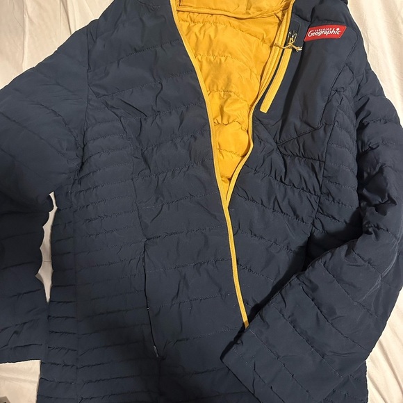 National Geographic Puffer Coat With Hood In Navy, Size Women’s Medium - Picture 1 of 6